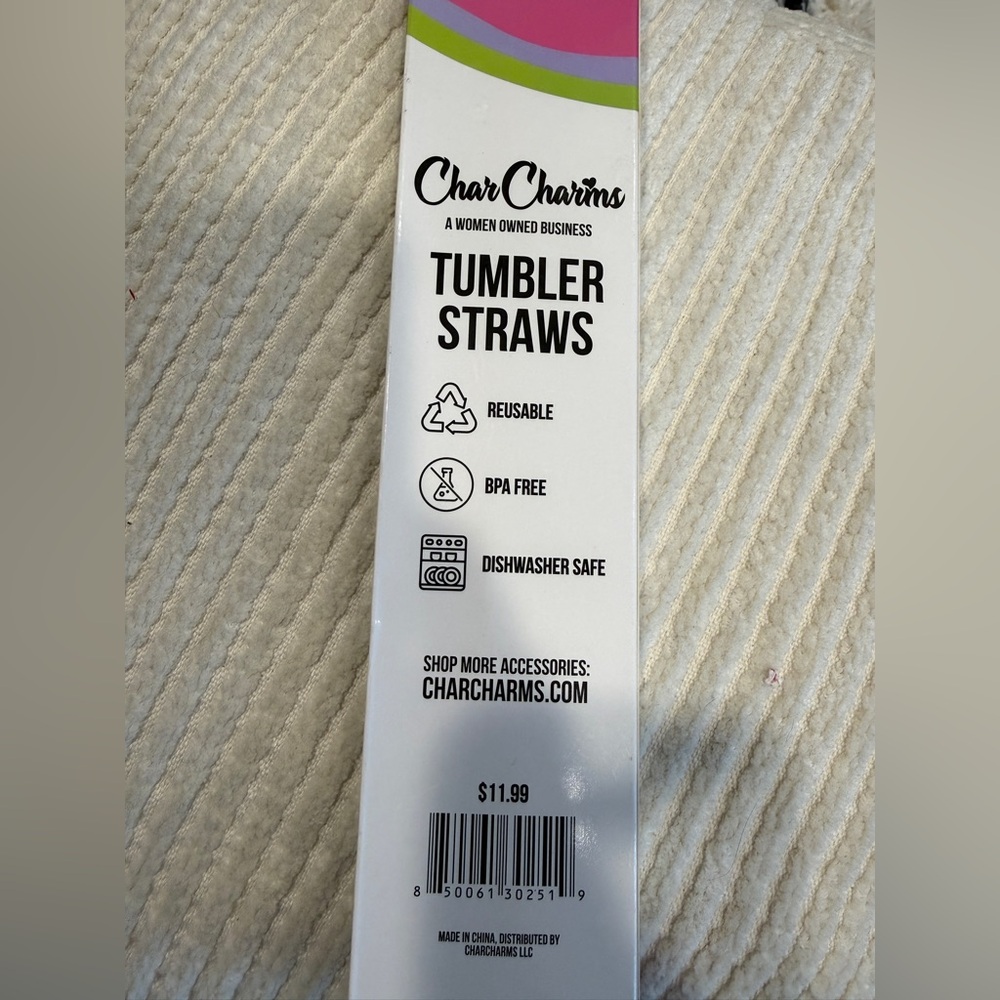 CharCharms Glitter Tumbler Straws 6 Pack Fits 40oz Stanley Cup Reusable Colorful - Picture 5 of 5